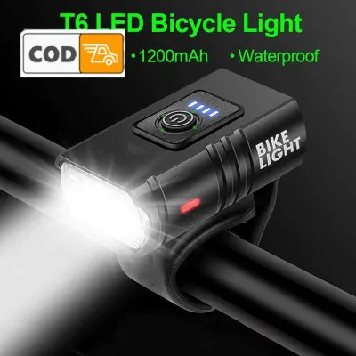 Lampu Depan Sepeda Super Terang LED T6 USB Rechargeable Waterproof 6 Mode 1000 Lumens