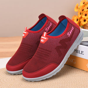[Free Shipping] Spring And Autumn New Breathable Slip-On Flat Shoes For Middle-Aged And Elderly Women