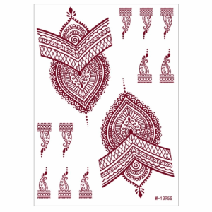 RITAL Red Mehndi Stickers Henna Tattoo Stickers Legs Arm Lace Fake Tattoo Temporary Tattoo Red Lace Henna Tattoo India Flower Red Henna Tattoo Decals Women/Lady