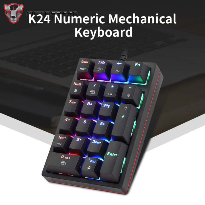 Motospeed K24 Numeric Mechanical Keyboard 21 Keys USB Wired Keyboard ...