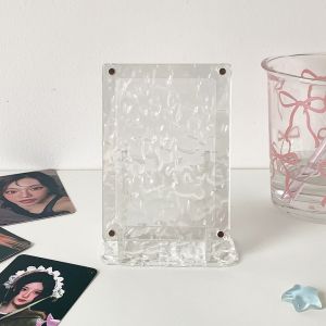 ANANAA Acrylic trong suốt Khung ảnh Bộ lưu trữ thẻ 3 inch Sóng nước Giá đỡ thẻ ảnh Tối giản Từ tính Giá đỡ trưng bày ảnh Màn hình máy tính để bàn