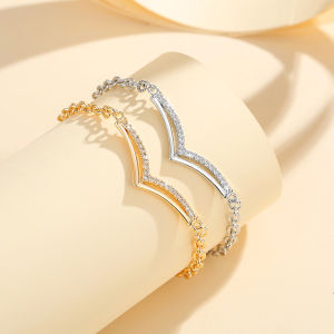 Lanme Jewelry Gelang Rantai Wanita Fuji Lapis Emas Anti Karat Anti Luntur Permata Titanium Mewah Elegan Aksesoris LM389