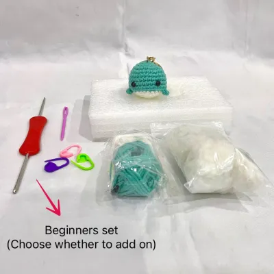Beginners Set Cute Macaroon Whale Crochet Kit Handmade Amigurumi DIY kits Cotton Yarns Whale 初学者鲸鱼钩针手作材料包