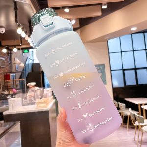 2L Fantasy Gradient Cute Pastel Color Water Bottle Motivational Tumbler Sport Large Water Cup