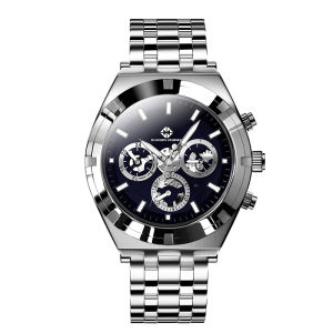 Forsining Black Mens Mechanical Watch 3 Dial Automatic Self-Wind Clock Business Sport Stainless Steel Belts Wristwatch