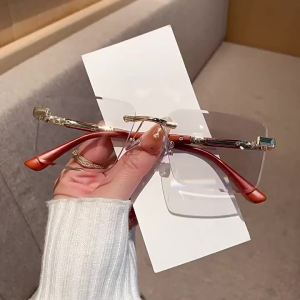 Unique frameless square-shaped versatile photochromic sunglasses vintage street style fashion sun protection eyewear