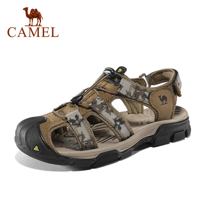 Cameljeans Outdoor Beach Sandals for Men Casual Leather Camouflage
