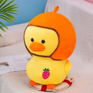 Đồ chơi Vịt vàng đội nón Gấu bông Vịt dâu tây vải Miniso co giãn 4 chiều cao cấp giá sỉ