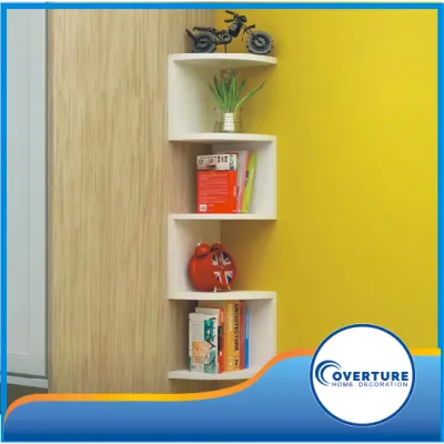 OT-0001 5 Tier Minimalist Floating Wall Corner Shelves Rack Display Wall Decor