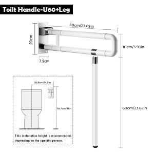 HOME BATHROOM SUS304 STAINLESS STEEL SAFETY TOILET HANDICAPED HANDBAR HANDLE SWING GRAB BAR WITH STAND PEMEGANG TANDAS