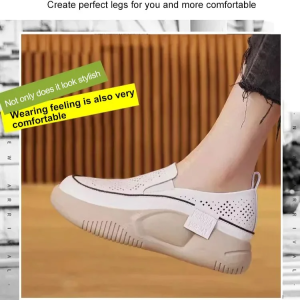 Summer soft round toe thick-soled loafers womens casual white shoes