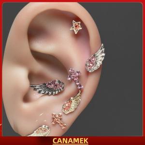 Miễn phí vận chuyển✨ Bắt Mắt Màu Hồng Zircon Cánh Chéo Sao Bông Tai Thiết Lập Phong Cách Punk Cổ Điển 3/4Pcs Cho Các Sự Kiện