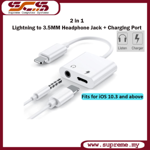 Lightning to 3.5mm Audio Jack Adapter 2 in 1 Lightning to Headphone Jack + Charging Port