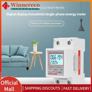 【winnereco】 Digital Single Phase Energy Meter LCD Display 220V 230V Electricity Consumption Monitor Din Rail 50 60Hz Super Energy Saving Indoor Installation