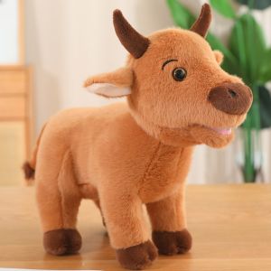 BEIBEI ReaListic Cattle Animal Plush Doll Simulation Stuffed Bull Scalper Bull Plush Toys Cartoon Fluffy Ox Cattle Stuffed Dolls Birthday Gift