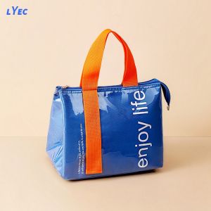 Waterproof Lunch Bag Outer PU Material Thickened 3-layer Lunch Box Bag Student Bento Bag Women Insulation Bags with Zipper
