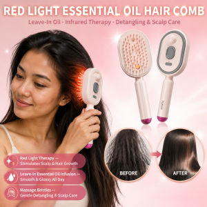 Leave-In Essential Oil Hair Care Red Light Comb Smooth Scalp Massage Brush Essential Oil Nourishing Antistatic Elastic Hair Tool