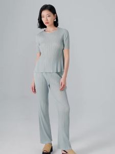 9880-9882 One Size (45-75kg) Sanzhai Short Sleeve Suit Summer Comfortable Short Sleeve T-Shirt All-Matching Slimming And Straight Bell-Bottom Pants