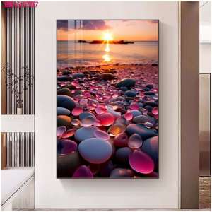 Himalaya Paintings stone and beach design 35cmx50cm frameless waterproof sintraboard decorative wall