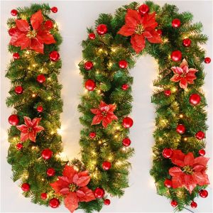 [SG In STOCK]2.7M 5 Colors Christmas Decorations Garland Decoration Rattan Lights Wreath Decorated Mantel Fireplace Stai