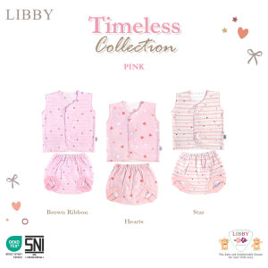 [TOMS] [BUNDLE HEMAT 3stel] LIBBY (3stel) Baju Tangan Kutung + Celana Pop MOTIF Terbaru Grosir (0-3/3-6 Bln)
