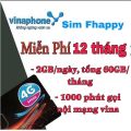 Sim Vinaphone 4G Fhappy ,  60GB 1 tháng x 12 tháng , TẶNG THÊM 1000 phút gọi nội mạng , CAM KẾT KHÔNG PHÁT SINH PHÍ FREESHIP - CHƯA KÍCH HOẠT. 