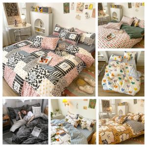 [MẪU CỰC CUTE] "sỉ lẻ" TRỌN BỘ 4 MÓN CHĂN GA GỐI COTTON POLY NHẬP MẪU CAM KẺ SIÊU XINH