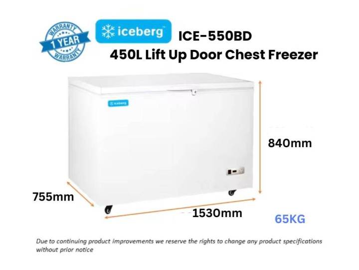ICE550BD 450L Lift Up Door Chest Freezer (Deliver in 2 Days) Lazada PH