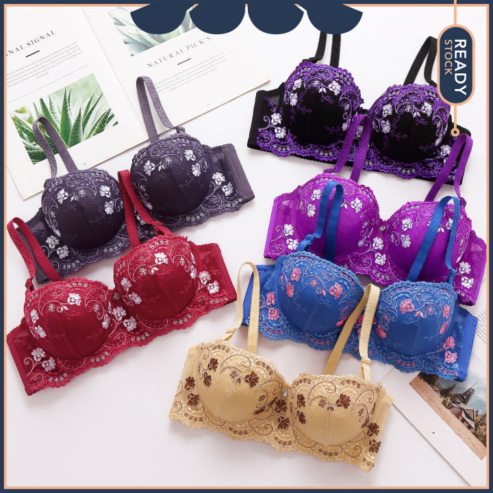 Alicia's Secret Demi / Half Cup Bra with Flowers Embroidery | Bra ...