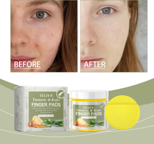 【New】EELHOE Turmeric Kojic Acid Cleansing Pad Turmeric Kojic Finger Pads Face Cleansing Pads Soothes Refreshing Cleanses Pores Oil Control Skin Care Pads Lemon Essence Pads (30pcs)