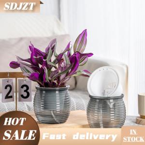 SDJZT Tự động hấp thụ nước Tự tưới cây chậu hai lớp trong suốt bình hoa nhựa trang trí nhà 1PC
