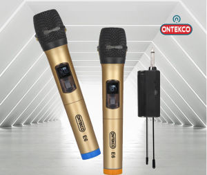 Trọn bộ 02 micro karaoke không dây ontekco cao cấp mic hút âm tốt chống ồn chuyên dùng cho mọi âm ly loa kéo và loa bluetooth (hỗ trơ được micro)