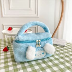 Tas Kosmetik Bulu Halus / Pouch Serbaguna Motif Karakter / Tas Tangan Bulu Halus Lucu