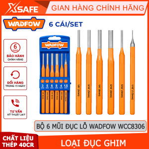 Bộ 6 mũi đục WADFOW WCC8306 loại đục ghim chất liệu thép carbon 40CR xử lý nhiệt chiều dài 152mmchính hãng