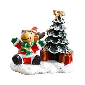 Christmas Cottage Ornament Snowman/Deer/Santa Village Shelf Display Decoration Miniature Landscape Centerpiece