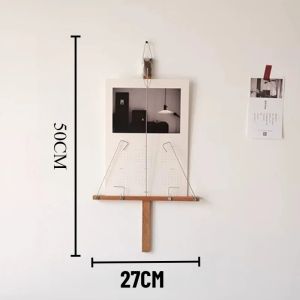 Sacesr Japanese Minimalist Storage Holders Solid Wood Vibe‑creating Wall‑mounted Holder Living Room Calendar Postcards Decoration Racks 9R3H1