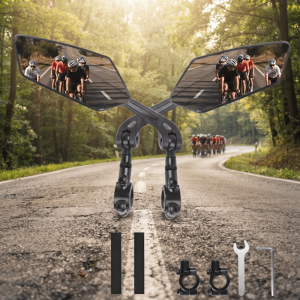 JDPOK Wide Angle Bicycle Rear View Mirror Adjustable Wide Range Cycling Mirror Practical 360 Degree Rotate Handlebar Mirror Bicycle