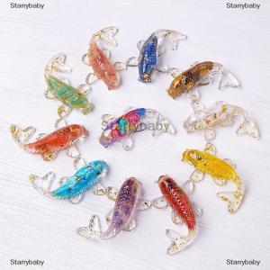 Star หินคริสตัลกรวดนำโชครูปปั้นปลา KOI เรซิ่นขนาดเล็กควอตซ์แฟนซีรูปปั้นปลาคาร์พตกแต่งบ้านของขวัญประดับโต๊ะ