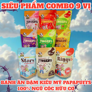 COMBO 9 VỊ BÁNH ĂN DẶM PAPAFOOD PAPAPUFFS - 100% Ngũ Cốc Hữu Cơ - CHO BÉ DỊ ỨNG ĐẠM SỮA BÒ & CHÀM SỮA - Gói 30G