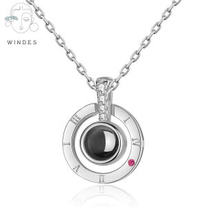 【WINDES】Sterling Silver I Love You 100ภาษา I Love You Memory Necklace Projection