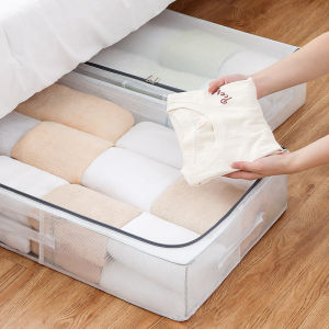 Homy Foldable Underbed Storage Box Clothes Box Quilt Organizer Large Capacity Wardrobe Organizer Underwear Toys Books Snack Management 30L-56L Storage Box Home Organizer Tool