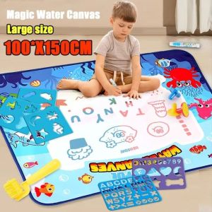 MECOME วาดซ้ำๆ ผ้าใบน้ำมหัศจรรย์ ผ้าใบ ซักได้ กระดานวาดภาพกราฟฟิตี้ นำกลับมาใช้ใหม่ได้ พรมวาดภาพน้ำ