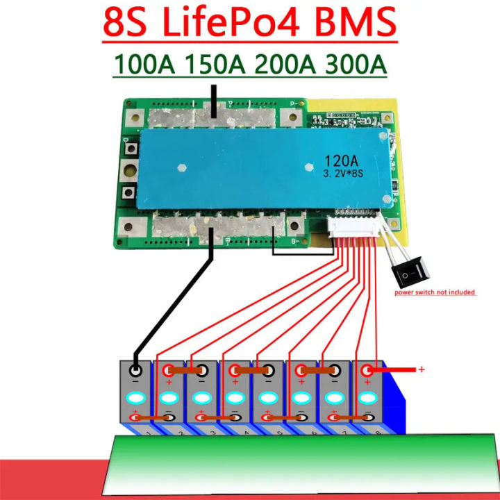 8S Lifepo4 24V BMS 100A 150A 200A 300A Lithium Iron Phosphate Battery ...