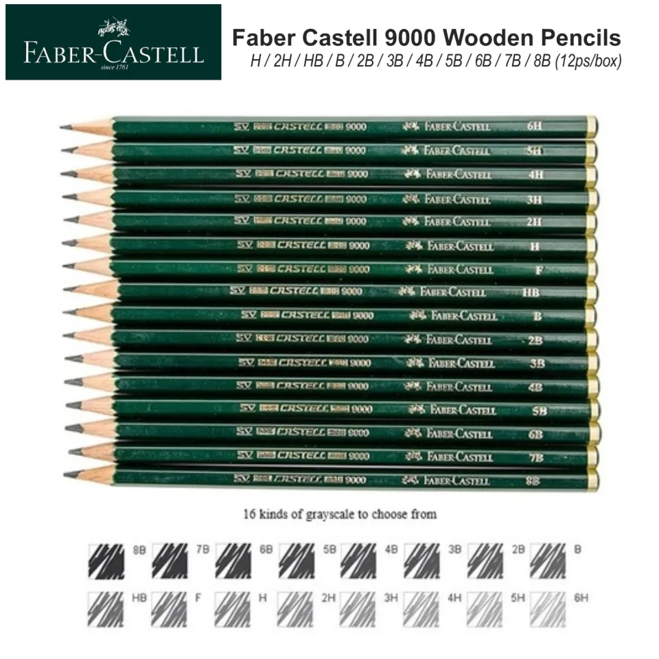 Faber Castell 9000 Wooden Graphite Drawing Pencils H / 2H / HB / B / 2B /  3B / 4B / 5B / 6B / 7B / 8B (12 Pieces Per box) | Lazada Singapore