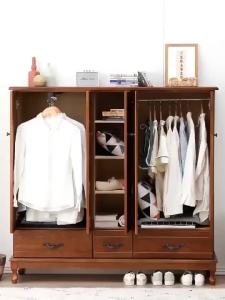 [CozyNest ]Wardrobe Storage Cabinet Small Wardrobe Childrens Solid Wood Wardrobe Multifunctional Wooden Wardrobe