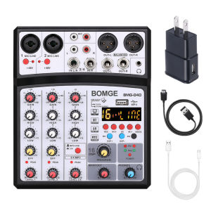 BOMGE 4 channel audio sound mixer 16 DSP Echo dj interface mixing console karaoke with MP3 USB Bluetooth stereo record 48V phantom power 5V power supply