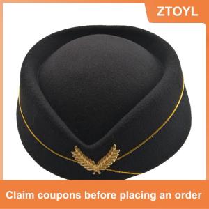 【ZTOYL】 Cosplay Airline stewardess Cap Hat Wool Uniform Plane Fans Women Stage Perform