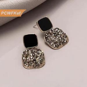 【PCWFKef】 Thời trang Rhinestone vuông bông tai cho phụ nữ phụ nữ đồ trang sức đám cưới Đảng accessries Quà Tặng