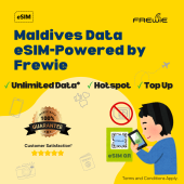 Maldives eSIM Data Roaming | High-Speed Data | Topup Available| QR Code via Email- Powered by Frewie
