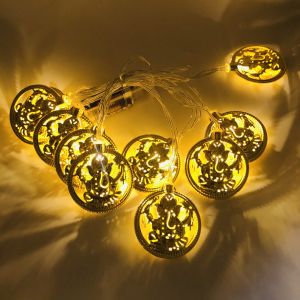1.65M 10LED Diwali Light Deepavali Decoration Fairy Light String Festival Decorative LED Lights Golden Plated Iron Art Lamp for Christmas Diwali
